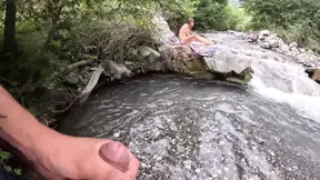 MILF Caught Taking Topless Photos by a Voyeur Ends with a Squirt and Her Face Covered in Cum