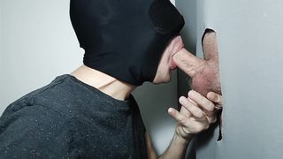 Spanish dude gives head at gloryhole for the first time & gets a hot cumshot