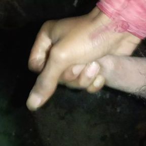 Indian Desi boy cock hard handjob with water