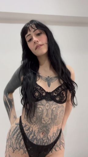Tattooed latina shows off her ink and body