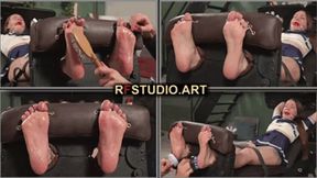 Lada in Stocks with a BallGag - Tickling and Bastinado on Her Bare Feet (UHD 4K MP4)