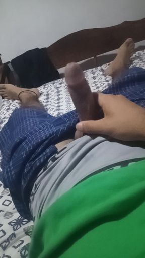 Lying Man Masturbates While His stepMom Is Playing In The Other Room