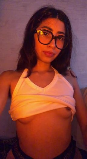 Teen with hairy cute armpits shows off her tits