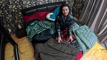 Several shiny down-jackets used for fucking and masturbating 267