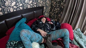 Several shiny down-jackets used for fucking and masturbating 267