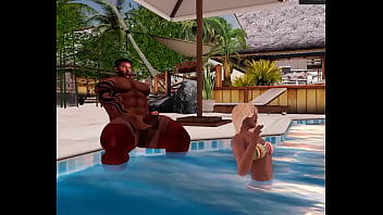 super handsome hunk duane brown jerks at resort pool