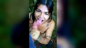 ts angelique - hot outdoor public blowjob