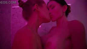 Cute and curvy Sasha Rose gets naked in the shower with her girlfriend.