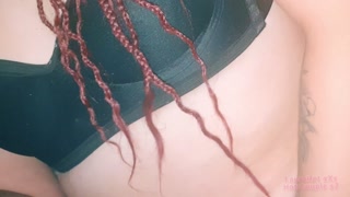 Wife masturbates and squirts creamy while watching porn