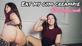 Chastity cuck eats gym bro's creampie WMV