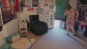 vacuuming the office