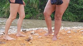 Katherine and Balbina feett and legs teasing in the river