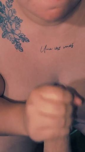 BBW gets it all over her big boobs   Clip 2