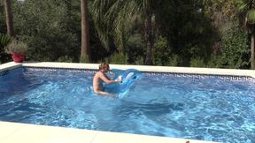 Naked Inflatable Ride and Humping in Outdoor Swimming Pool