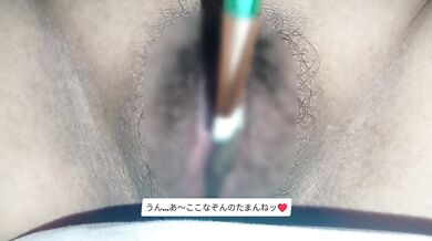 【字幕付き】「ここッここホジホジ効くッここホジホジ効くッおッくうッおっひょぉほぉほぉほぉん」かためのメイクブラシでクリオナニー