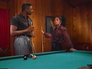 Ebony couple prefers fucking to billiards