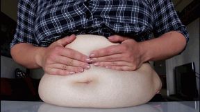 Dropping my chubby belly on the table