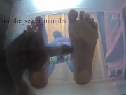 Cock and balls puncaked under glass (preview, full video on Onlyfans) cock trampling