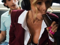 Blonde Commuter Is Pounded in Public Train - Covered in Cum