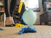 Leather Pants and Black Heels Balloon Bursting
