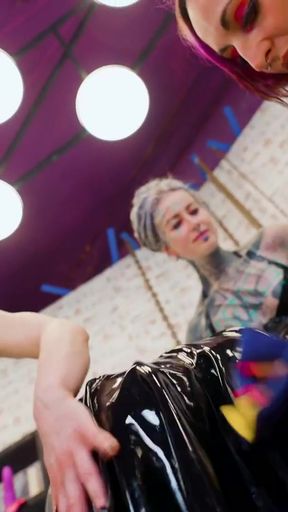 Three Cruel Latex Goddesses Destroy Tattooed Slave with Deep Sounding &amp; Urethral Fingering   Clip 2