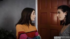 Milf shares cheating hubby with stepsis