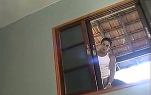 Hot trio banging on red sofa