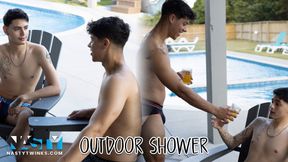 NastyTwinks - Outdoor Shower - Jay Angelo takes a shower outside when Jordan Haze Checks in on Him and Fun Ensues