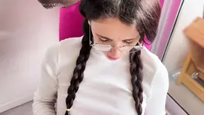 Young student in red mini dress gets fucked hard by hung black cock