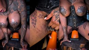 the kinky pornstar  dark dea  destroy her pussy with giant traffic cone by hankey stoys