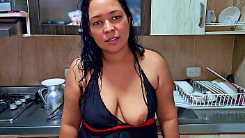 Squirting orgasm in the kitchen in front of my stepson, I&#039_m a horny stepmom. Do you want to be my new stepson?
