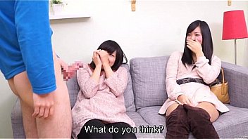 Shy Japanese friend watches amateur blowjob in bizarre CFNM scene