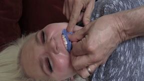 dVAMP-BBW left bound and gagged with her tits out