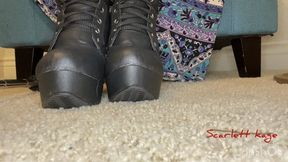 Footdom treat - POV, foot worship, boot worhsip, goddess worship, slave, human furniture - Scarlett Kage MOV