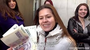 Riot gurl gets whored for dolla dolla bills on Prague sidewalks