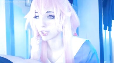 honry yandere girl gives rough blowjob, bounces her big ass in reverse cowgirl, multiple cum on ass