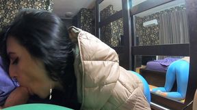yoga pants, satin sheets & cum on my puffy jackets – deepthroat tease