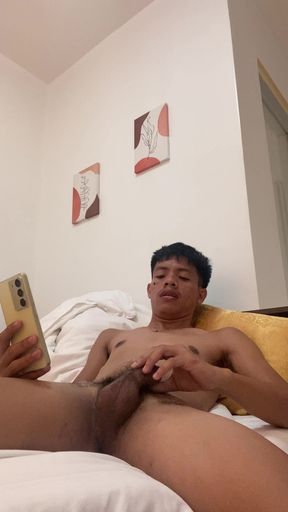 Filipino Twink Gets Hard, Jerking off to Explosive Cumshot