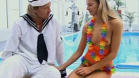 Lustful blond bitch gives thorough blowjob before riding kinky dude