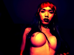 Demonic ladyboy sucks foreigner cock dry