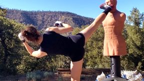 Martial Arts sparring, in the Mountains & Woods - Vertical