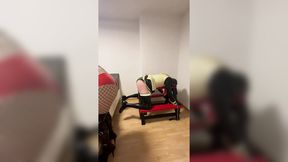 Latex sissy gets spanked