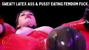 Sweaty Latex Ass & Pussy Eating Femdom Fuck -Vivienne l'Amour's Pleasure Slave cleans her sweat and is allowed the rare pleasure of Femdom sex (720p)
