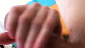 ”Twink strips & tugs on his big dick in this classic video”