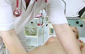 Jenny gyno pussy speculum exam on gynochair by old kinky doctor