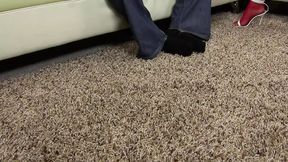 Blondie with red stockings gets rough-fucked by a gigantic black cock