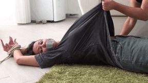 LORY squirms cries and struggles against the tickling Tc