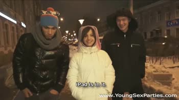Teenage Brunette Alina's Interracial DP Orgy