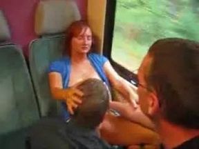 Milf mom having sex with boy and husband in a train