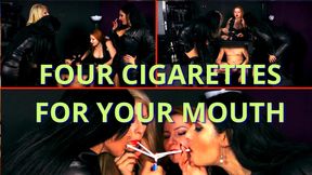 Human Ashtray, Four Leather Goddesses humiliate the bound chattel of the House Of Sinn